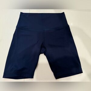 Lululemon align high rise bike short; navy blue; women’s size 6 8” inseam